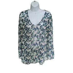 Air❤️ldi Collection Sheer Tunic/Blouse Butterflies  Blue/Green/White/Grey M
